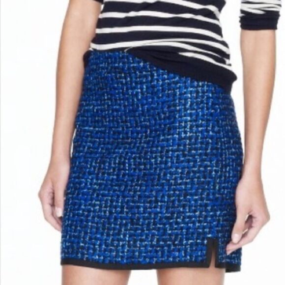 J. crew Sz 6 Postage Stamp mini in Indigo Tweed - Picture 1 of 8
